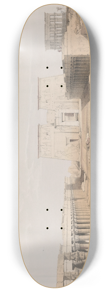 David Roberts - Grand approach to the Temple of Phil, Nubia. 8.25 inch art skate deck