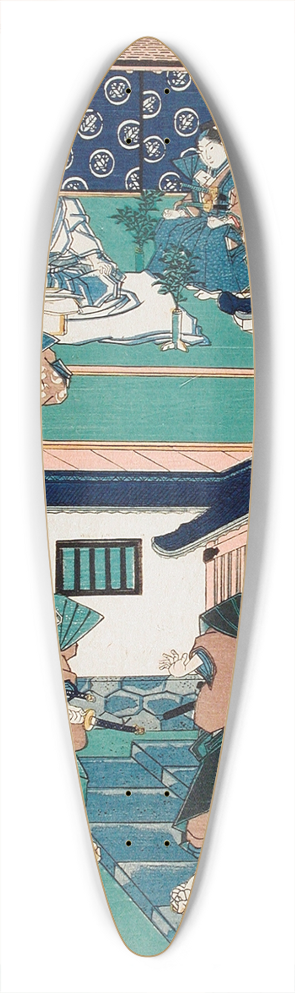Utagawa Kunisada (Toyokuni III) - Act IV; Enya Asking for Yuranosuke before Committing Suicide; Yuranosuke Shows the Sword Used for Suicide to Enyas Retainers 39.3 inch art pintail longboard deck