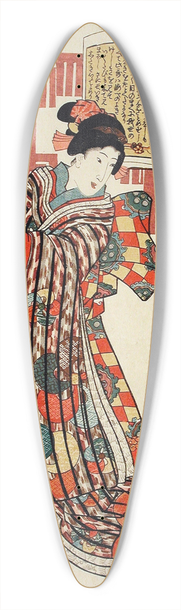 Utagawa Kunisada (Toyokuni III) - Poem by Kamakura Udaijin 39.3 inch art pintail longboard deck