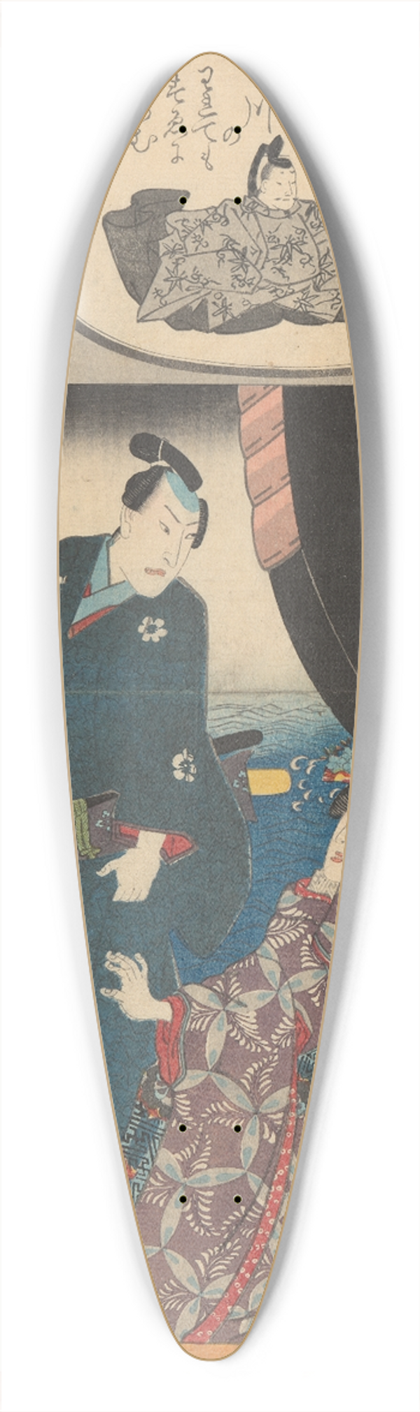 Utagawa Kunisada (Toyokuni III) - Sutokuin 39.3 inch art pintail longboard deck