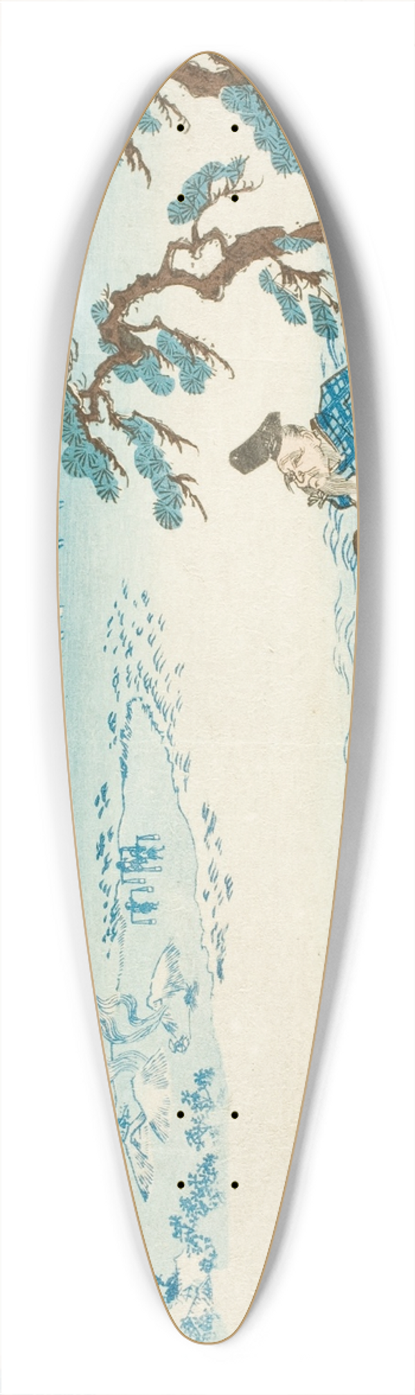 Utagawa Kunisada (Toyokuni III) - The Poet Hitomaro on the Shore at Akashi Bay 39.3 inch art pintail longboard deck