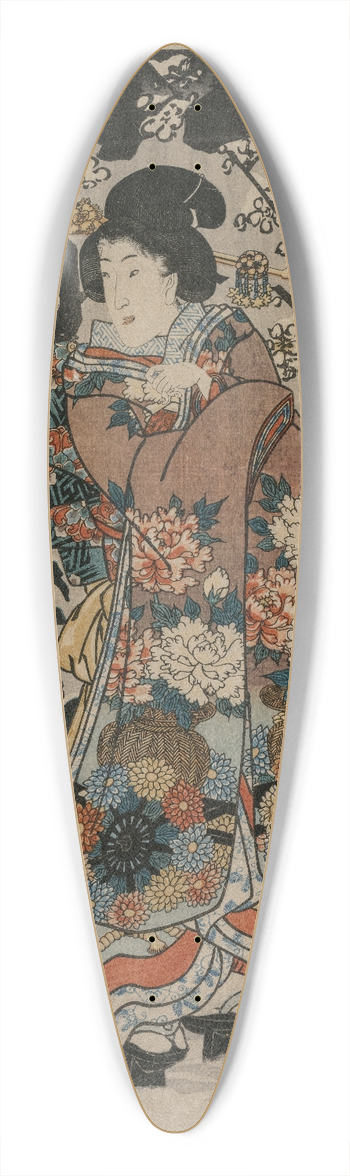 Utagawa Kunisada (Toyokuni III) - Woman Standing Beside a Plum Tree 39.3 inch art pintail longboard deck