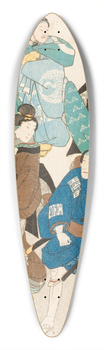 Utagawa Kuniyoshi - Celebrating Spring (Kabuki Actors Disguised as a Street Crowd) 39.3 inch art pintail longboard deck