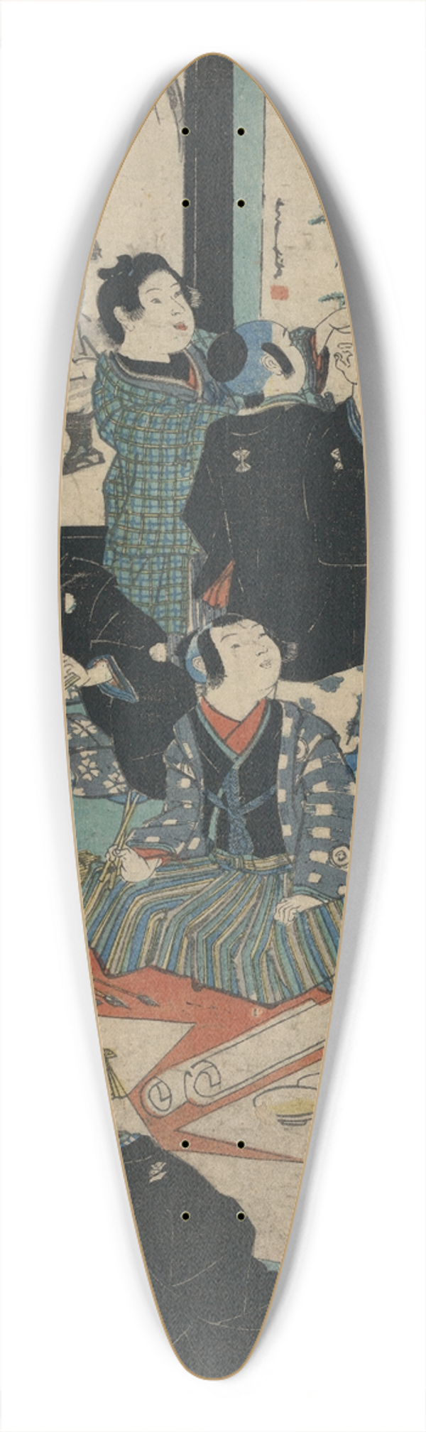 Utagawa Kuniyoshi - E o narau kodomo tachi 39.3 inch art pintail longboard deck