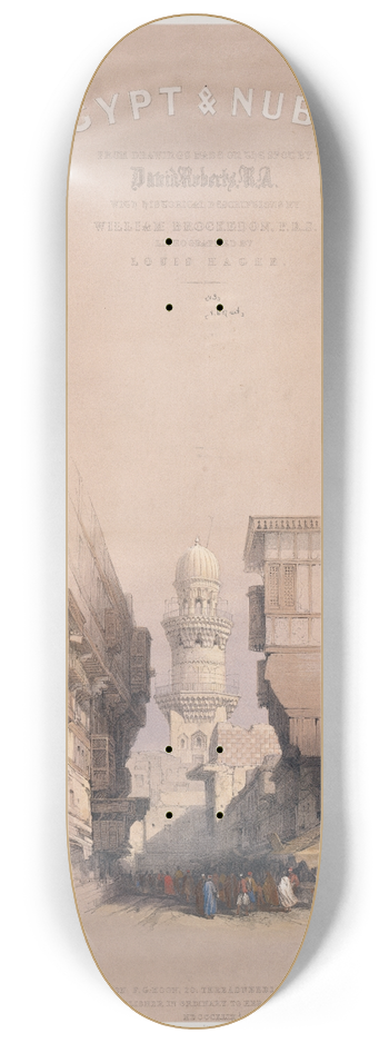 David Roberts - Street scene in Cairo. [Title vignette, vol. 3] 8.25 inch art skate deck