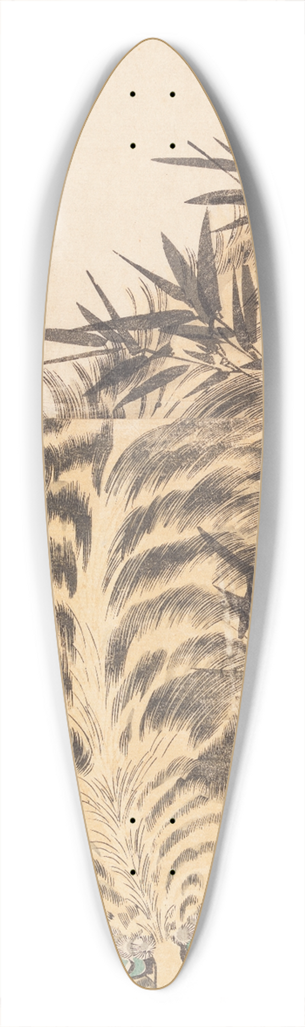 Utagawa Yoshikazu - Tiger and Bamboo 39.3 inch art pintail longboard deck
