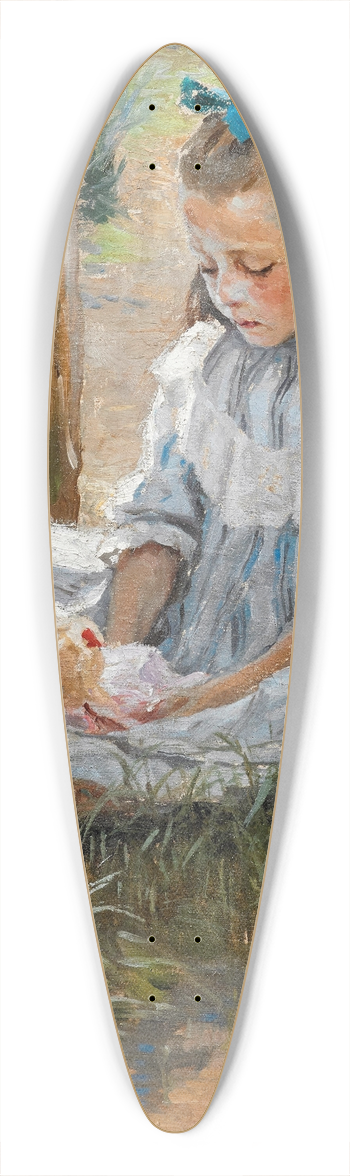 Vasily Vasilyevich Konovalov - A Young Girl Playing with a Doll 39.3 inch art pintail longboard deck
