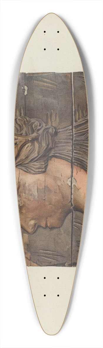 Victor F. Muollo - Woodcarving 39.3 inch art pintail longboard deck