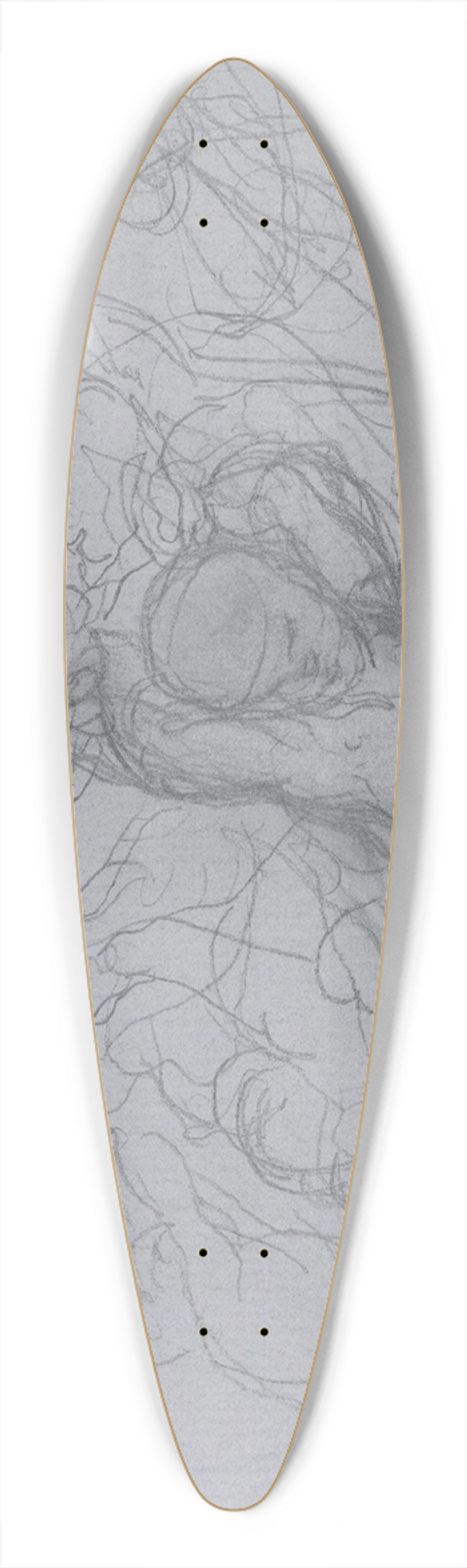 Victor Mller - Floating cherubs 39.3 inch art pintail longboard deck