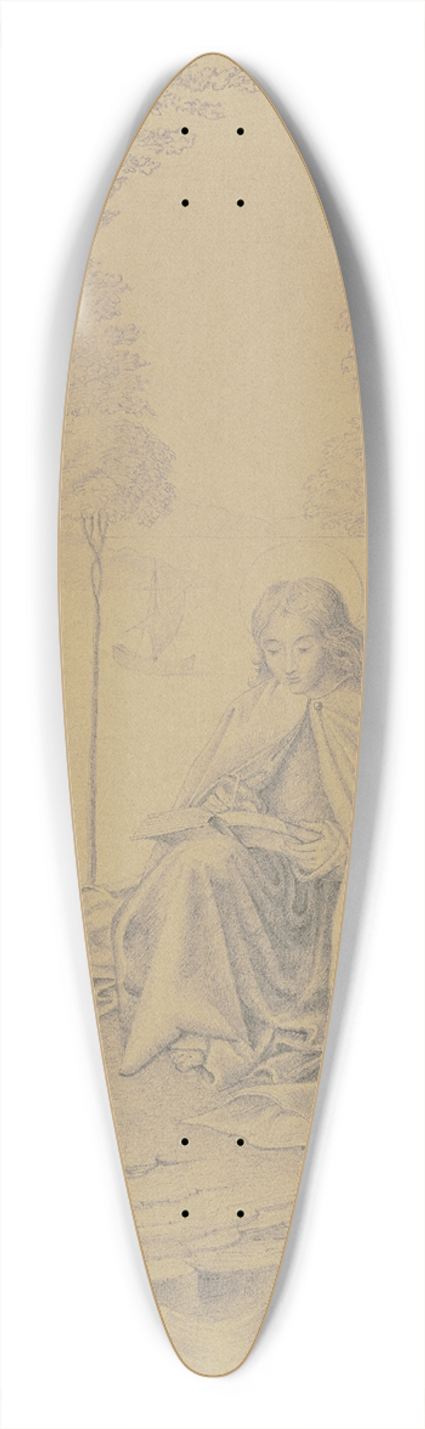 Victor Mller - John on Patmos 39.3 inch art pintail longboard deck