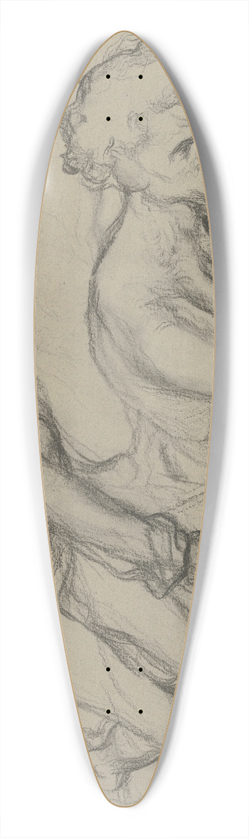 Victor Mller - Kniender, vor sich herab schauender Mann , die Hnde breit aufgesttzt 39.3 inch art pintail longboard deck