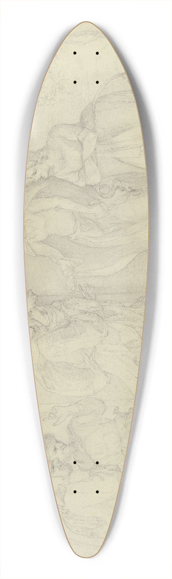 Victor Mller - Mann, einen Sack ber die Schulter geworfen, spricht unter dem Spott Umstehender eine junge Frau an 39.3 inch art pintail longboard deck