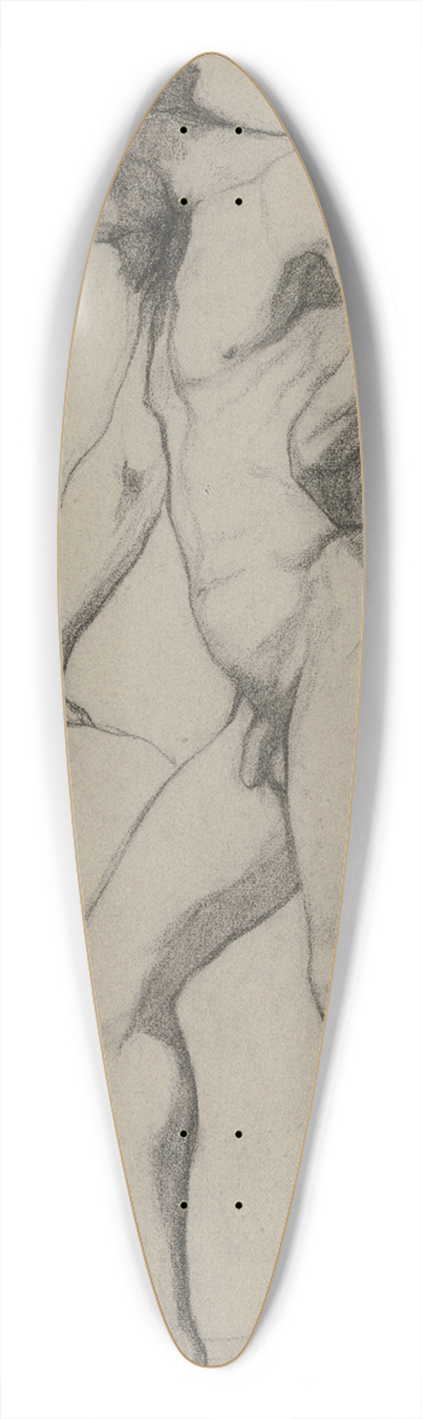 Victor Mller - Stehender mnnlicher Akt nach links, mit gesenktem Kopf, die Linke in die Hfte gesttzt 39.3 inch art pintail longboard deck