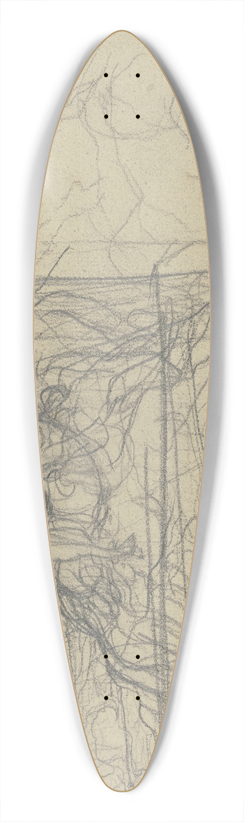 Victor Mller - Stehender weiblicher Akt neben einer Sphinx in einer Landschaft, daneben Frauenkpfe 39.3 inch art pintail longboard deck