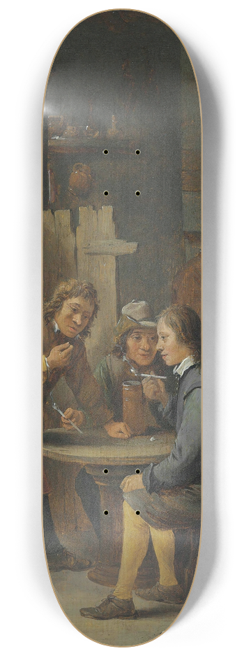 David Teniers The Younger - Figures in a tavern interior 8.25 inch art skate deck