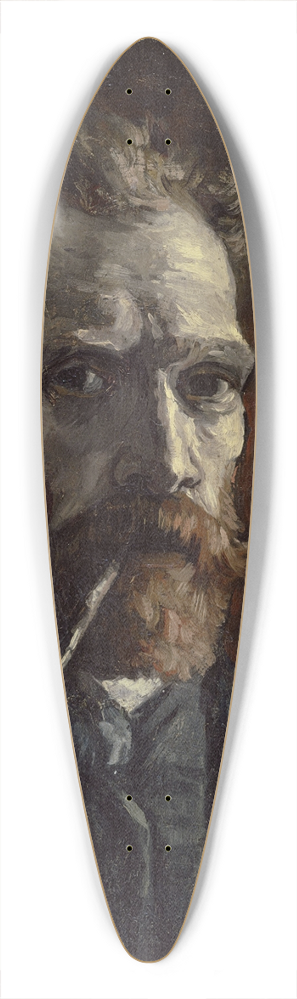 Vincent van Gogh - Self-portrait with pipe 39.3 inch art pintail longboard deck