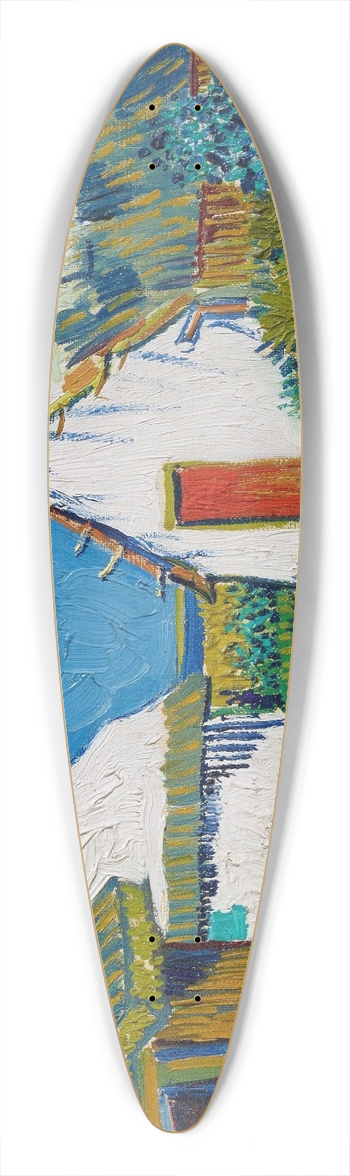 Vincent van Gogh - Three white cottages in Saintes-Maries 39.3 inch art pintail longboard deck