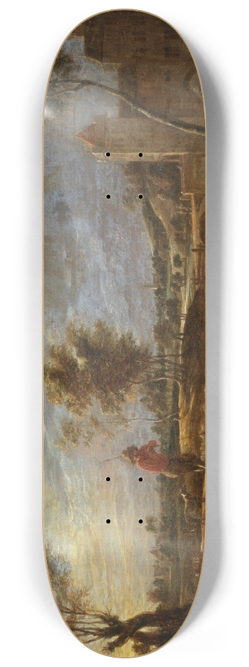 David Teniers The Younger - Sunset Landscape with a Shepherd and his Flock 8.25 inch art skate deck