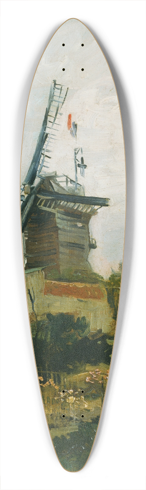 Vincent van Gogh - Windmills on Montmartre 39.3 inch art pintail longboard deck