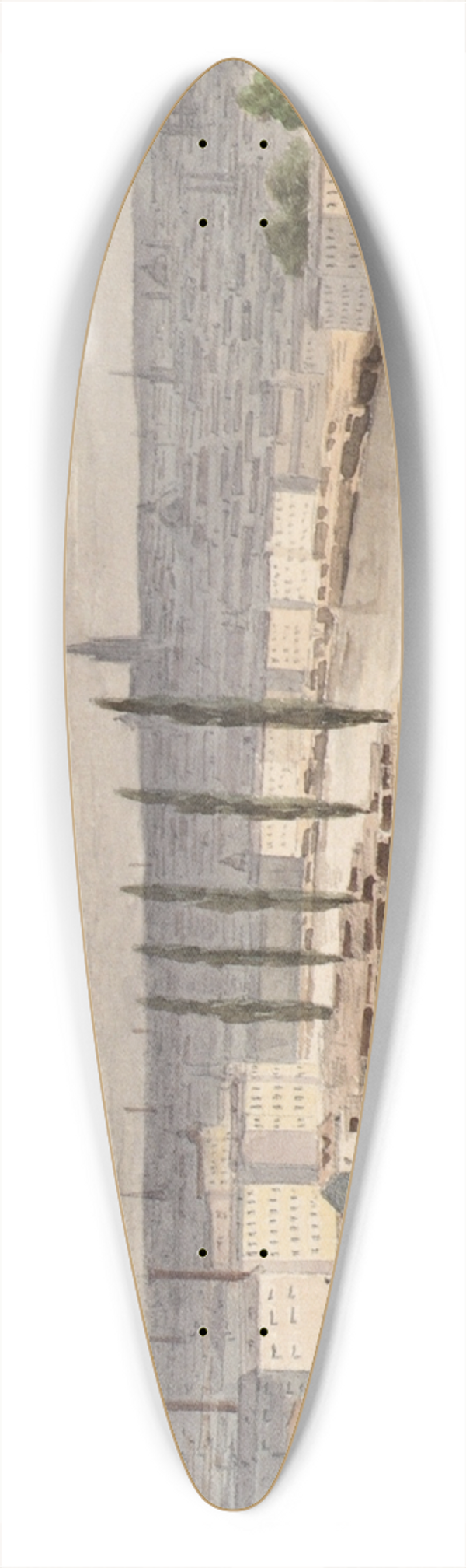 Vincenz Havlicek - Der Donaukanal in Wien 39.3 inch art pintail longboard deck