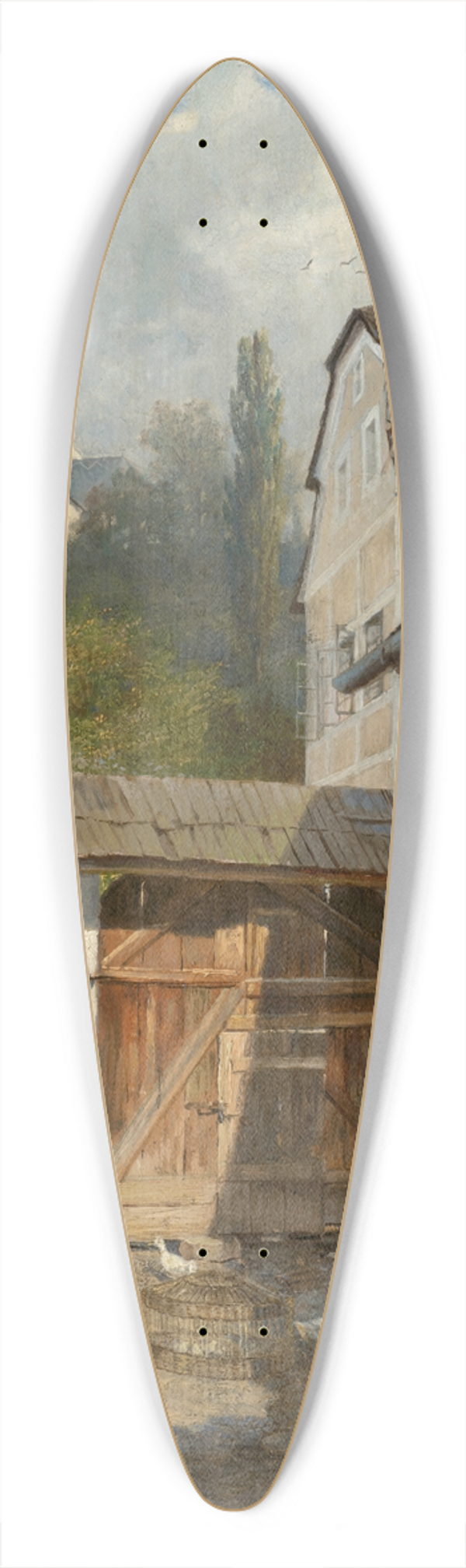 Vojtech Angyal - Courtyard in Kremnica 39.3 inch art pintail longboard deck