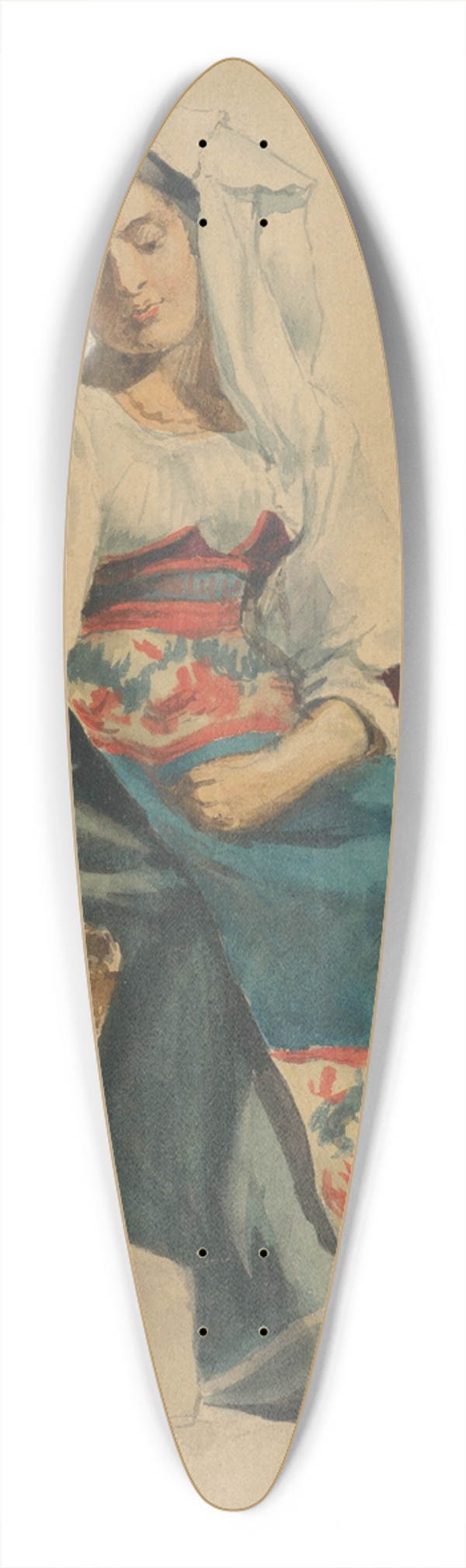 Vojtech Klimkovi - Study of a sitting woman 39.3 inch art pintail longboard deck