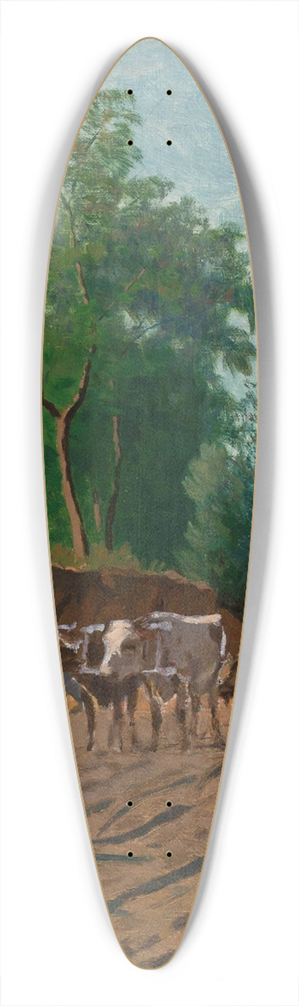 Walery Brochocki - Countryside landscape, sketch 39.3 inch art pintail longboard deck