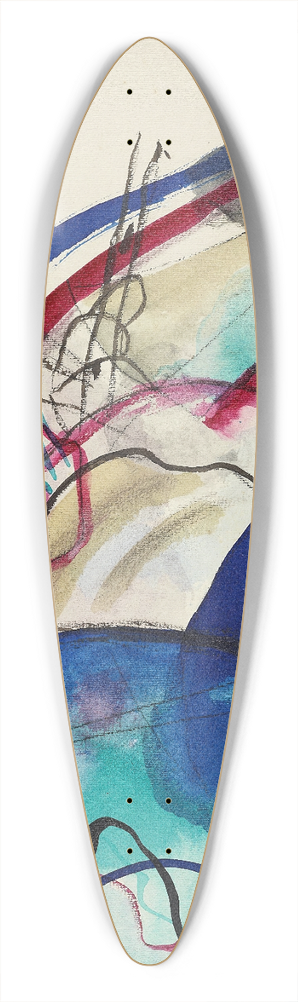 Wassily Kandinsky - Draft for Picture with a white border iv 39.3 inch art pintail longboard deck