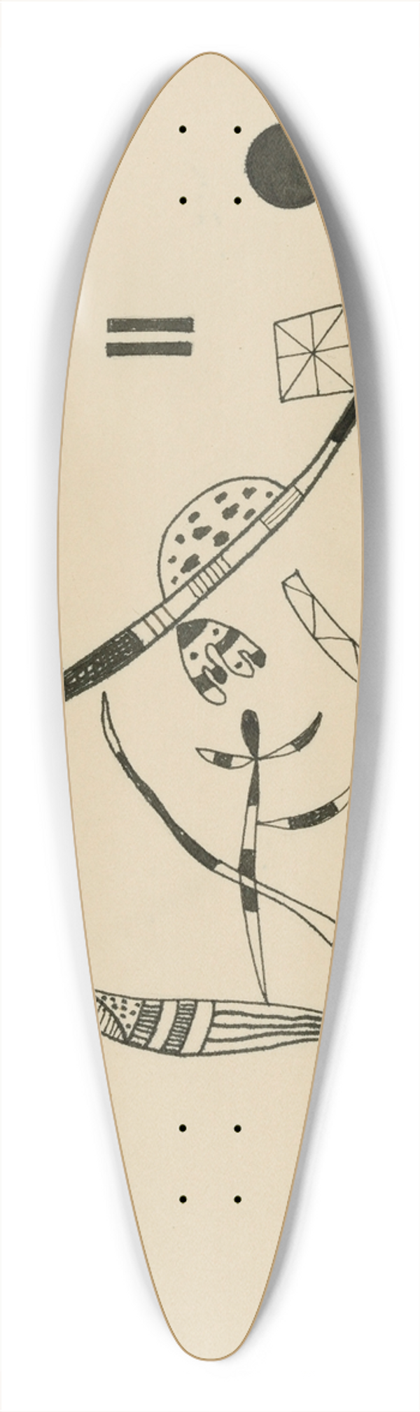 Wassily Kandinsky - Ohne Titel 39.3 inch art pintail longboard deck