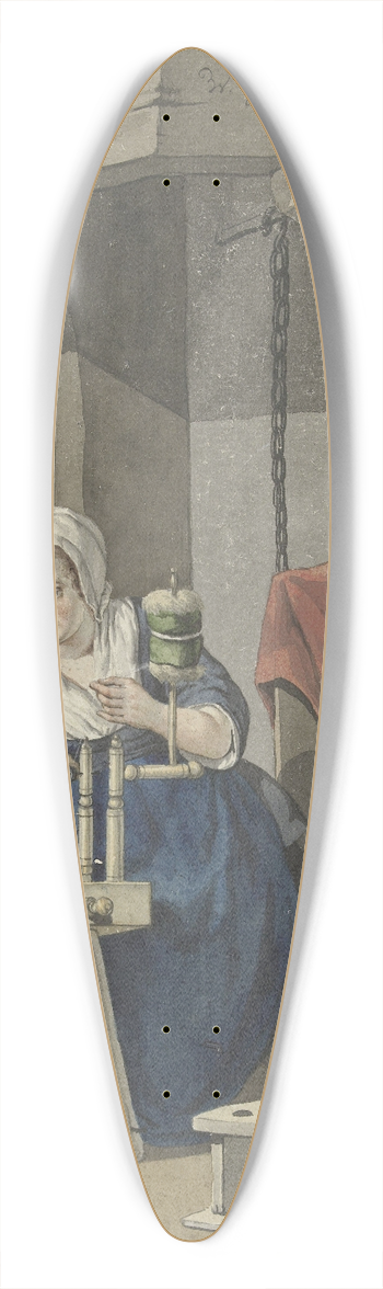 W. Barthautz - Interieur met een spinnende vrouw met een kind 39.3 inch art pintail longboard deck