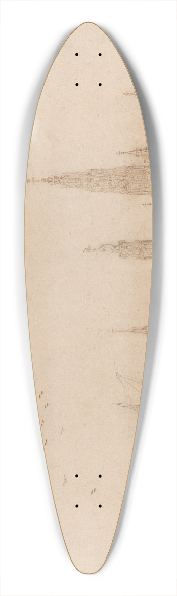 Wenceslaus Hollar - View of Antwerp 39.3 inch art pintail longboard deck
