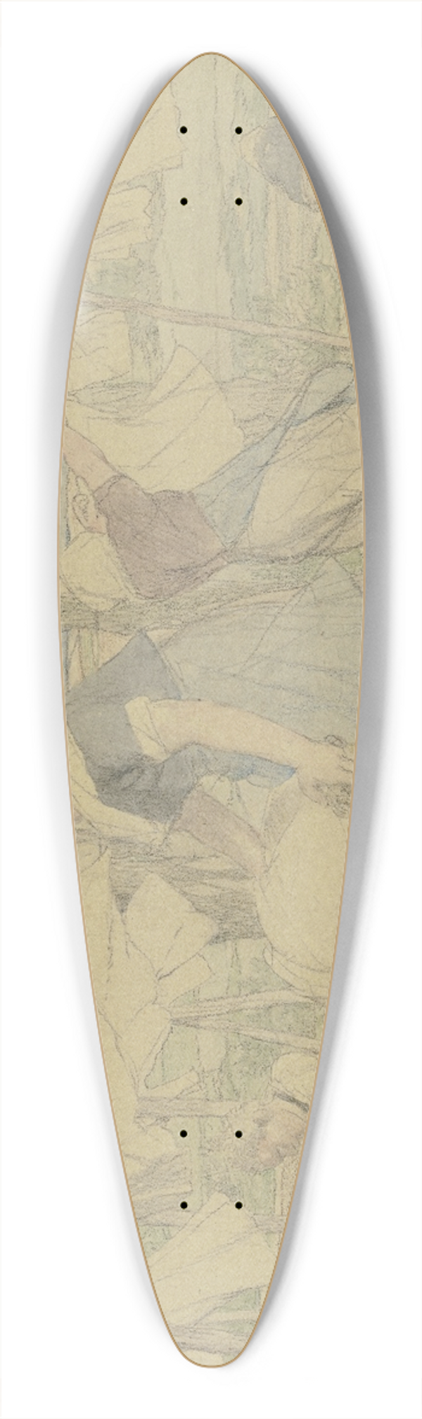 Wilhelm Altheim - Washerwomen 39.3 inch art pintail longboard deck