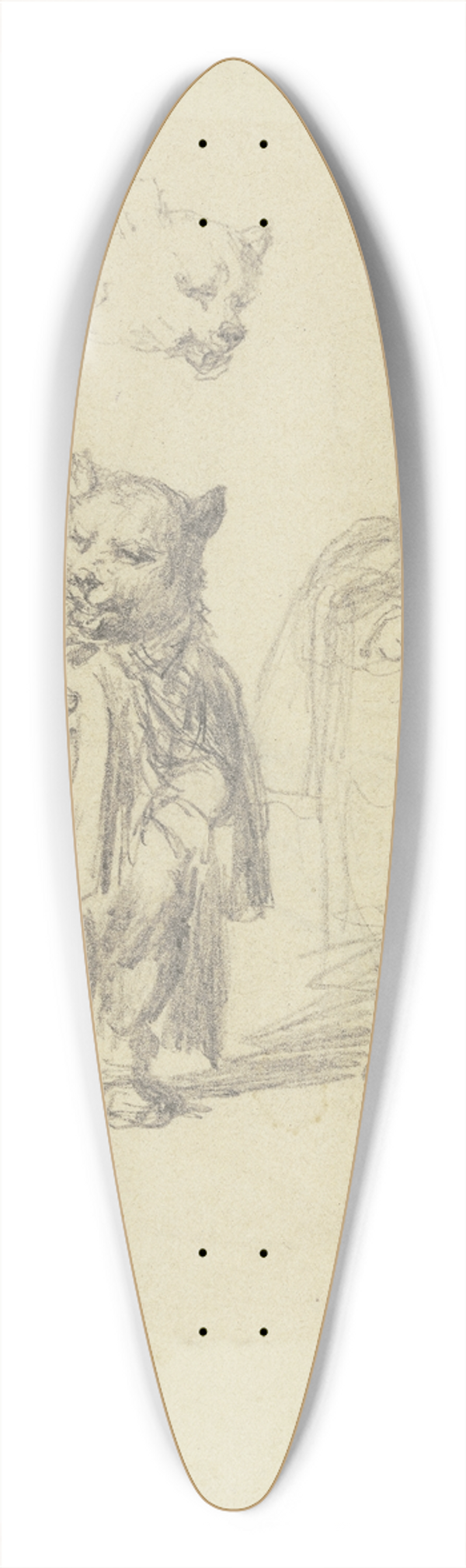 Wilhelm Amandus Beer - Two bears. 39.3 inch art pintail longboard deck