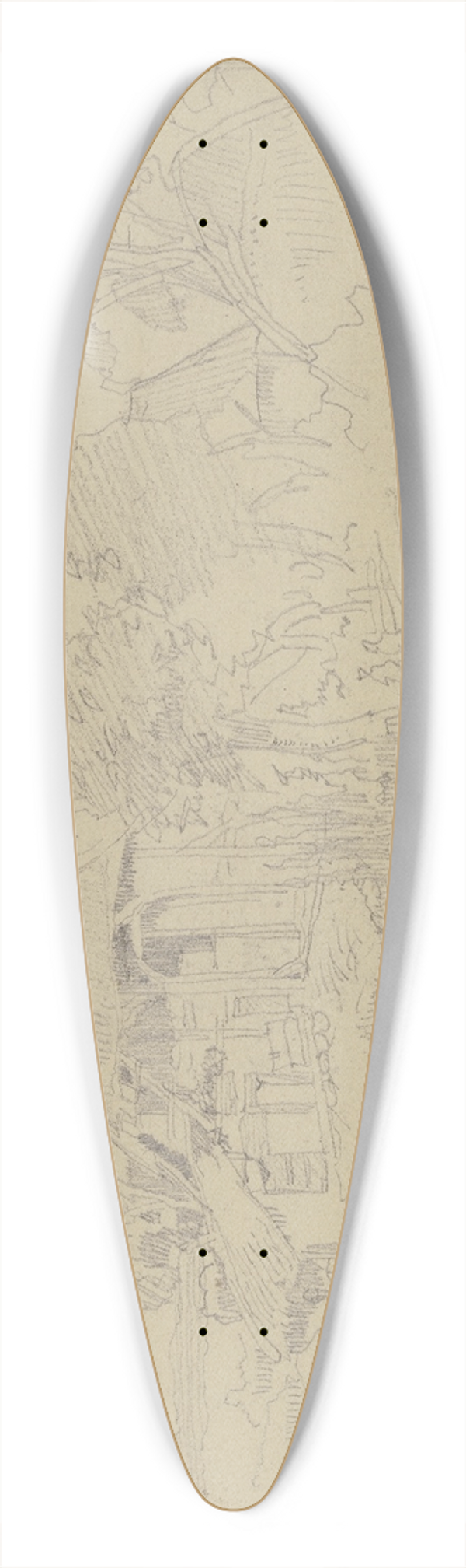 Wilhelm Busch - Bauernkate hinter Schlagbaum 39.3 inch art pintail longboard deck