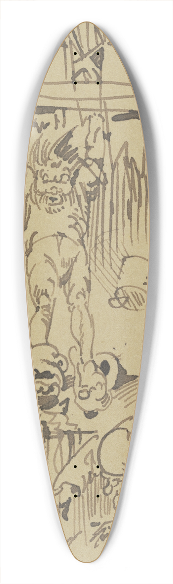 Wilhelm Busch - Und Hoppenstedt, wie er sich stemme, ; Saust schon in Topf und Butterbemme 39.3 inch art pintail longboard deck