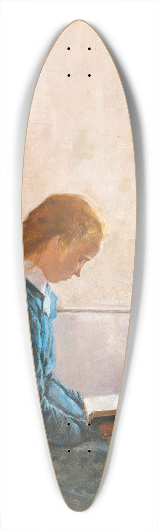 Wilhelm Holter - A Girl with a Book 39.3 inch art pintail longboard deck