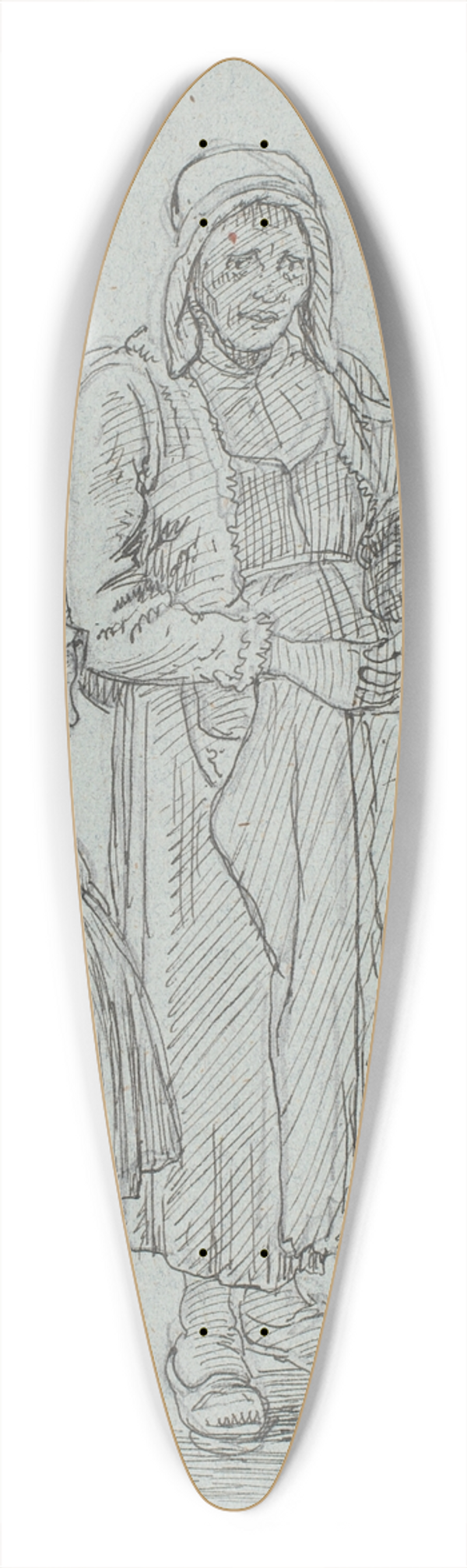 Wilhelm Marstrand - Gammel svensk kone og lille pige 39.3 inch art pintail longboard deck