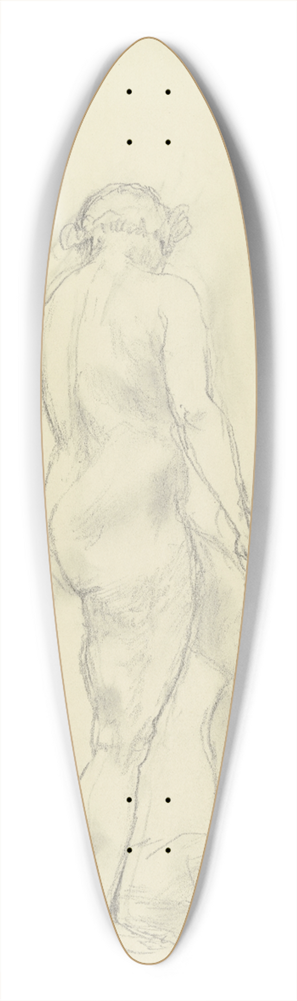 Wilhelm Rietschel - Stehender weiblicher Akt nach rechts, den Oberkrper vom Betrachter abgewandt, den linken Fu auf einer Erhebung abstellend 39.3 inch art pintail longboard deck