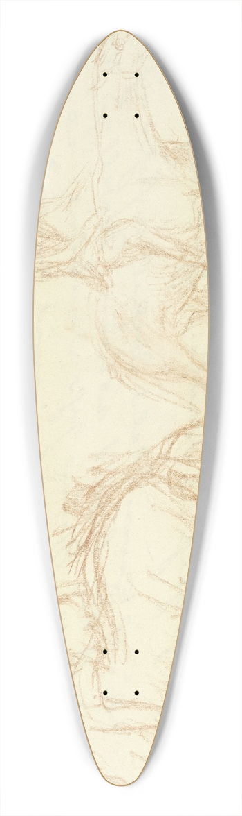 Wilhelm Rietschel - Two riding young men 39.3 inch art pintail longboard deck