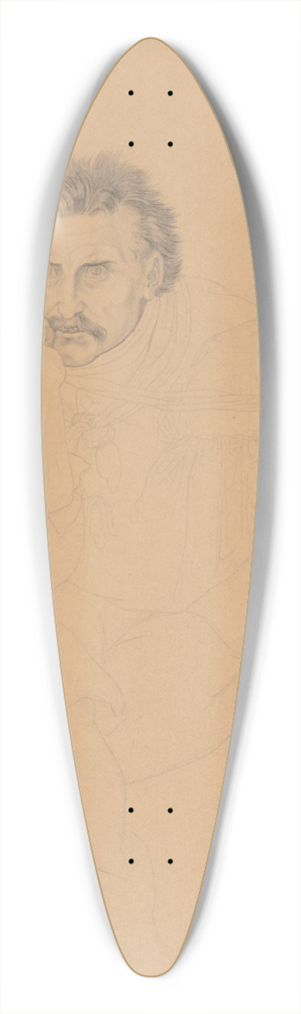 Wilhelm von Kaulbach - Study of a Madman for Das Narrenhaus 39.3 inch art pintail longboard deck