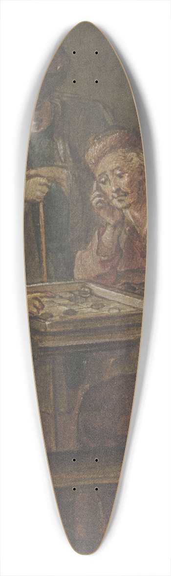Willem Joseph Laquy - Chequerboard player 39.3 inch art pintail longboard deck