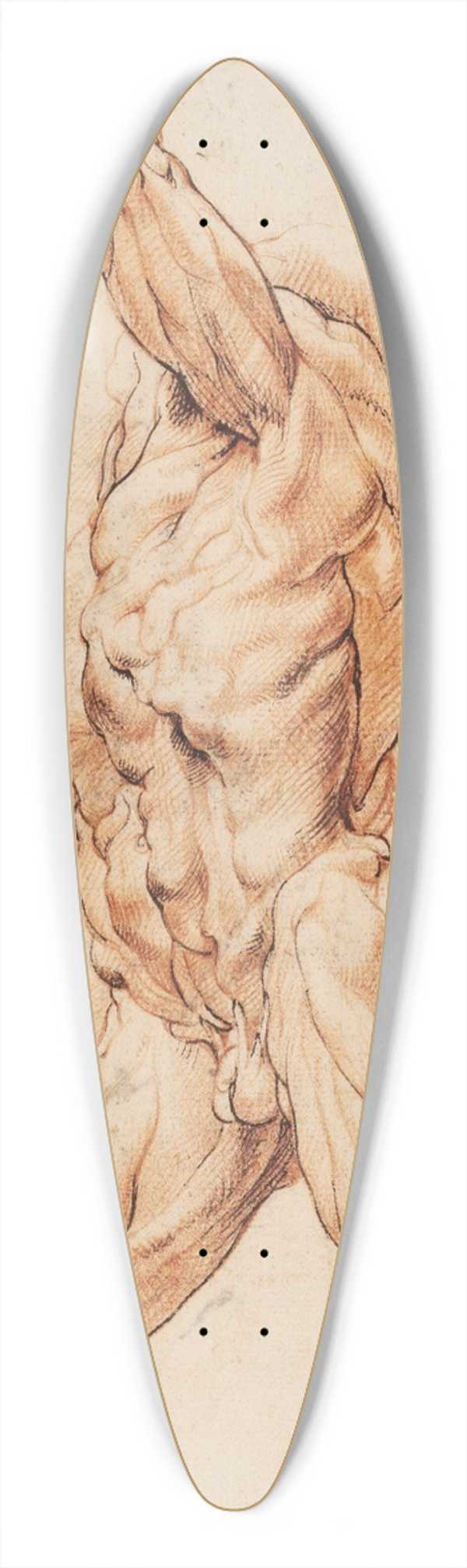 Willem Panneels - Anatomical Study (corchs). Walking flayed man turned to the left 39.3 inch art pintail longboard deck