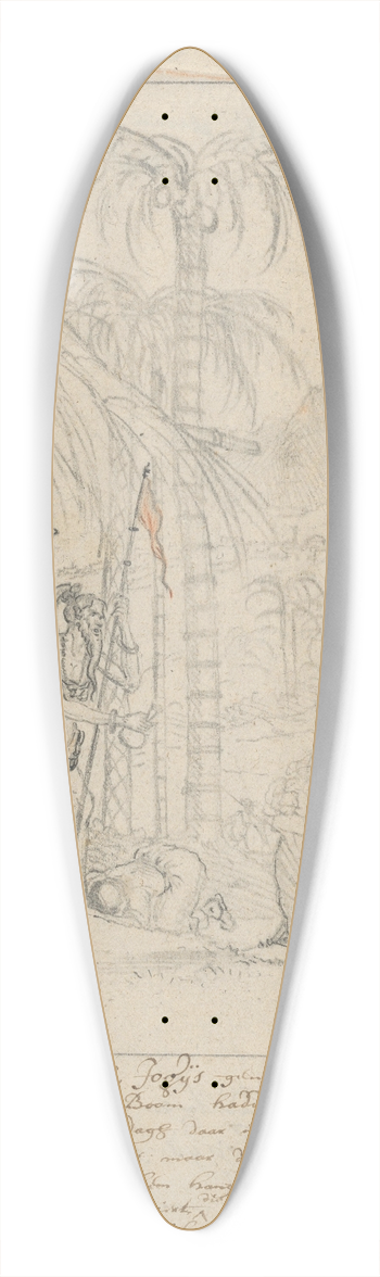 Willem Schellinks - An Indian Yogi Tied to a Palm Tree 39.3 inch art pintail longboard deck