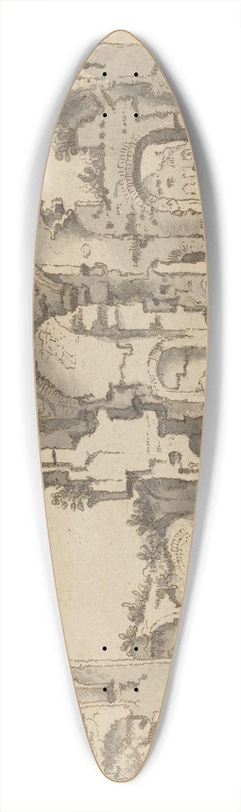 Willem van Nieulandt the younger - The Baths of Caracalla, Rome 39.3 inch art pintail longboard deck