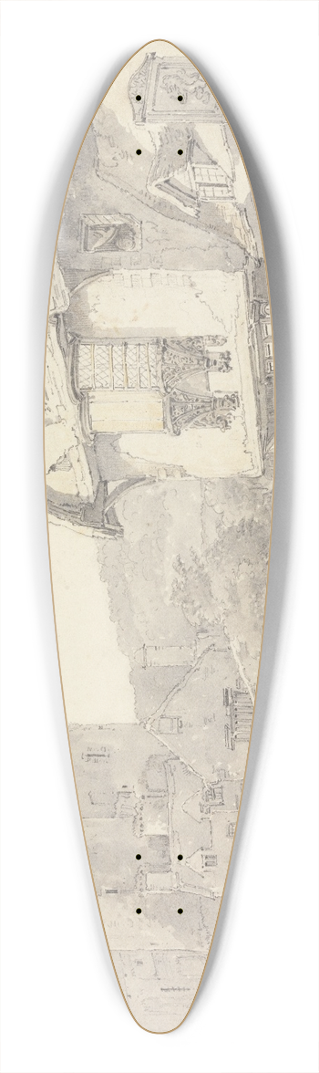 William Alexander - Conway, North Wales; The Castle and the Old College House 39.3 inch art pintail longboard deck