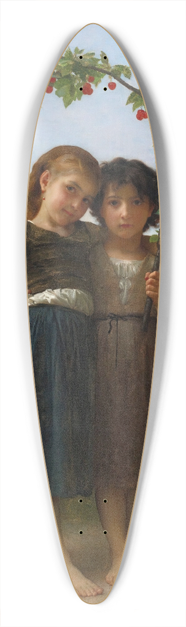 William Bouguereau - The Cherry Branch 39.3 inch art pintail longboard deck