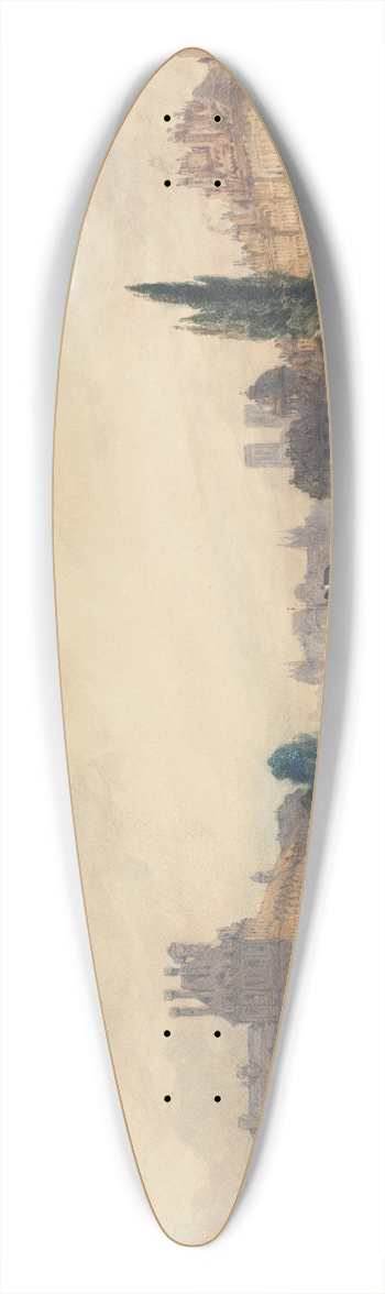 William Callow - View of the Pont Royal 39.3 inch art pintail longboard deck