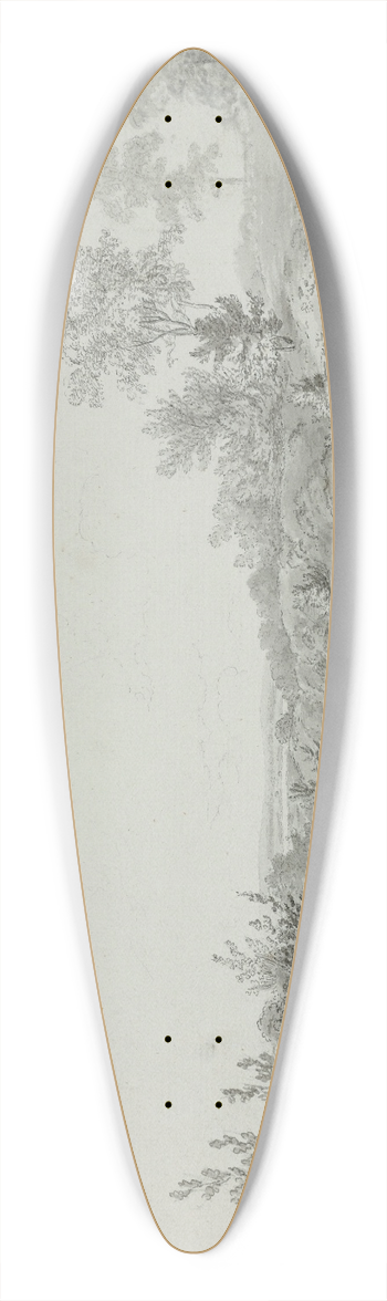 William Day - View of a valley, with two figures seated on a path 39.3 inch art pintail longboard deck