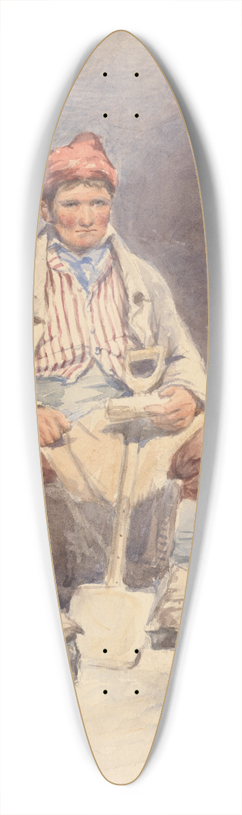 William Egley - Seated gardener with a shovel 39.3 inch art pintail longboard deck