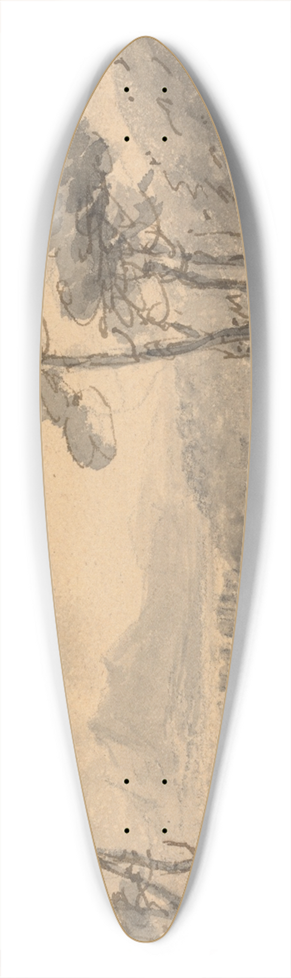 William Gilpin - Mountain Landscape with Two Figures on a Winding Road 39.3 inch art pintail longboard deck